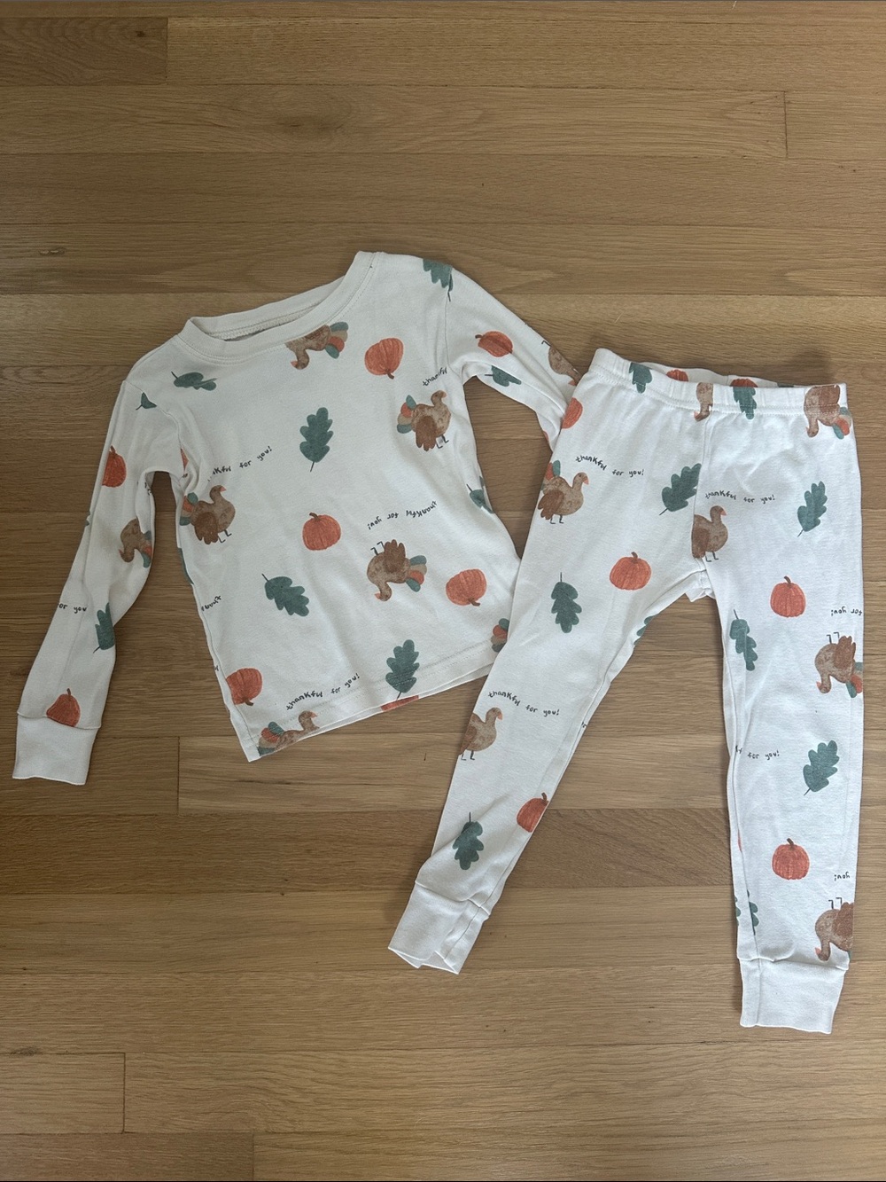 Carter's White Pumpkin & Turkey Print Pajama Set